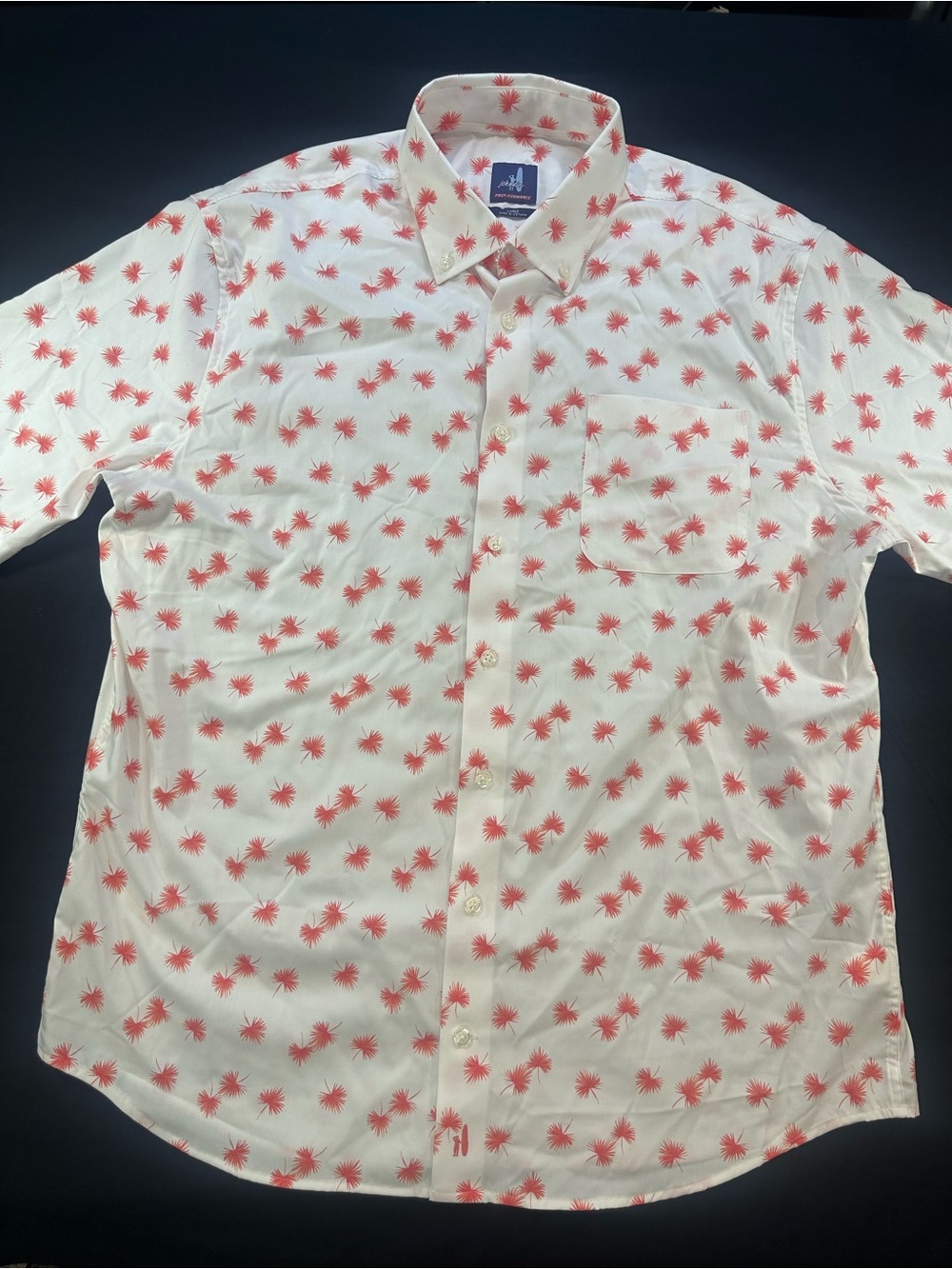 johnnie-O Prep-formance JEB Hawaiian Plume Fan White Short-Sleeve Shirt
